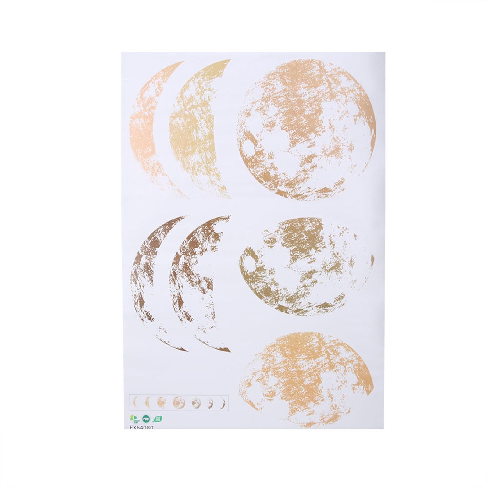 AUNMAS Wall Sticker, 23.62 * 15.75in PVC Golden Wall Decal Moon Phase Pattern Wall Sticker for Home Bedroom Decoration