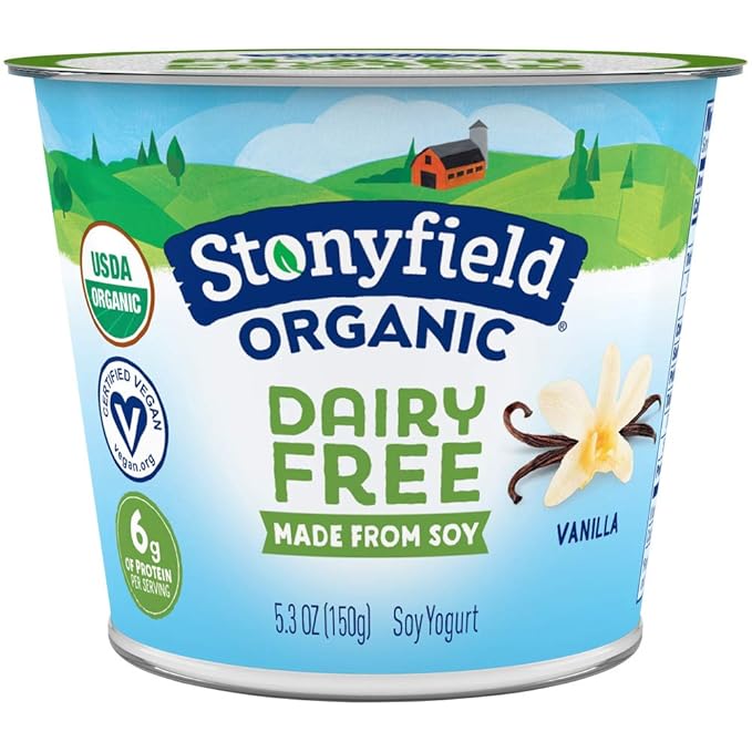 Stonyfield Organic Dairy Free Vanilla Soy Yogurt 5.3 oz. Cup Amazon