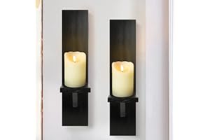 SUJUN Wall Candle Sconces Set of 2, Decorative Wooden Candle Holder, Farmhouse Candle Sconce, Living Room Wall Decoration (So