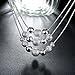 KOREA-JIAEN Multilayer Bead Necklace S925 Silver Plated Frosted and Smooth Ball Pendant Necklace