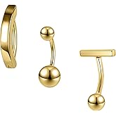 AccGin Belly Button Rings: Hypoallergenic Surgical Steel and Gold Clicker Rings