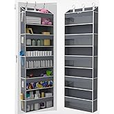 BRENIX Over the Door Organizer with 5 Large Pockets & 10 Mesh Side Pockets – Durable Hanging Storage for Closet, Bathroom, Bedroom, and Nursery– Space Saving Door Storage with Sturdy Metal Hooks.