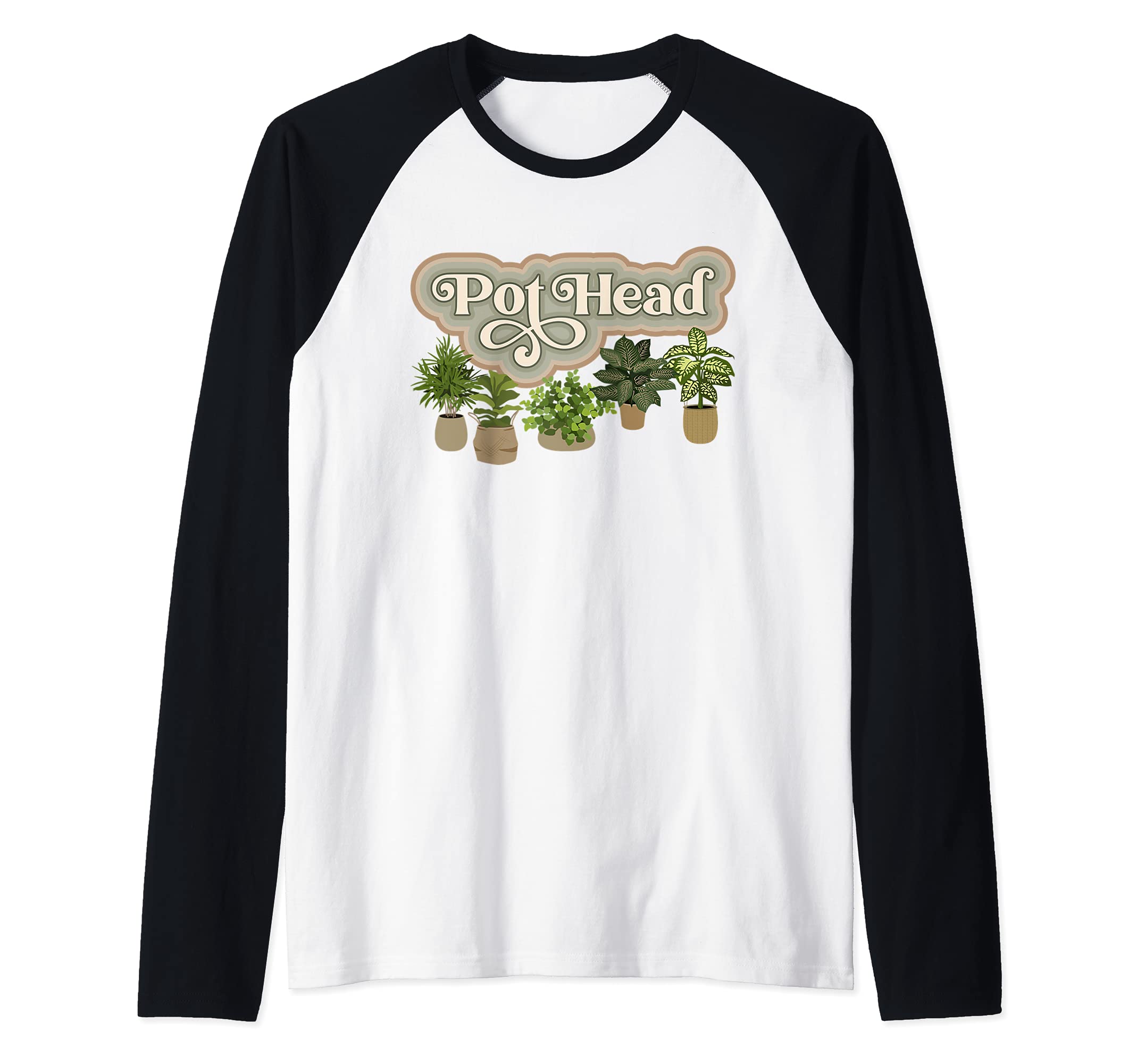 Retro Pot Head Indoor Plant Lover Plants Gardener Gardening Raglan Baseball Tee