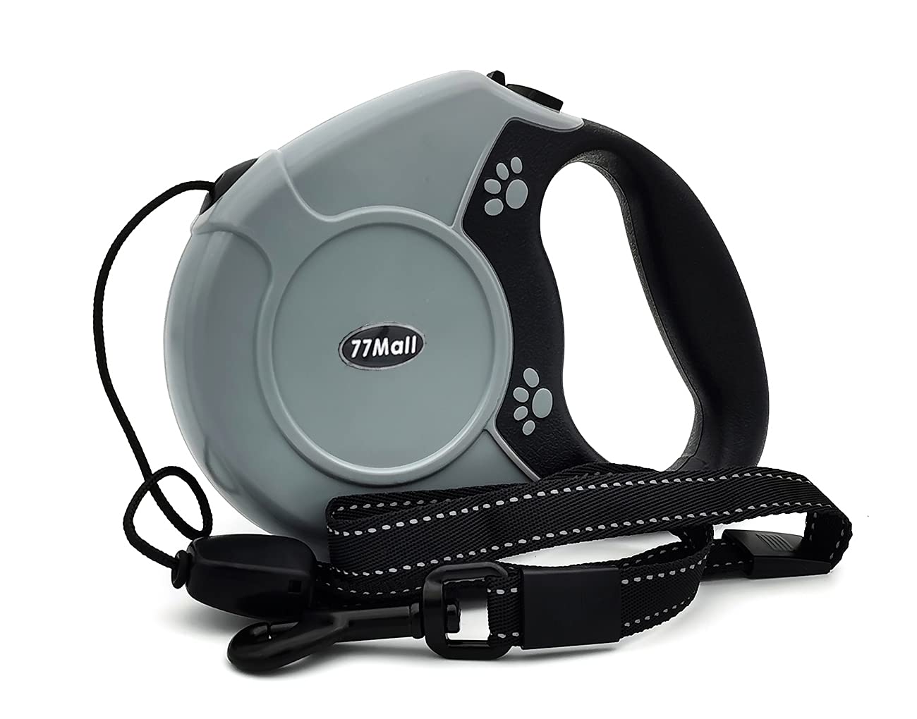 77Mall Retractable Dog Leads 26ft Pet Adjustable Leash for Small Medium Large Dogs Up to 49.8Kg, Grey