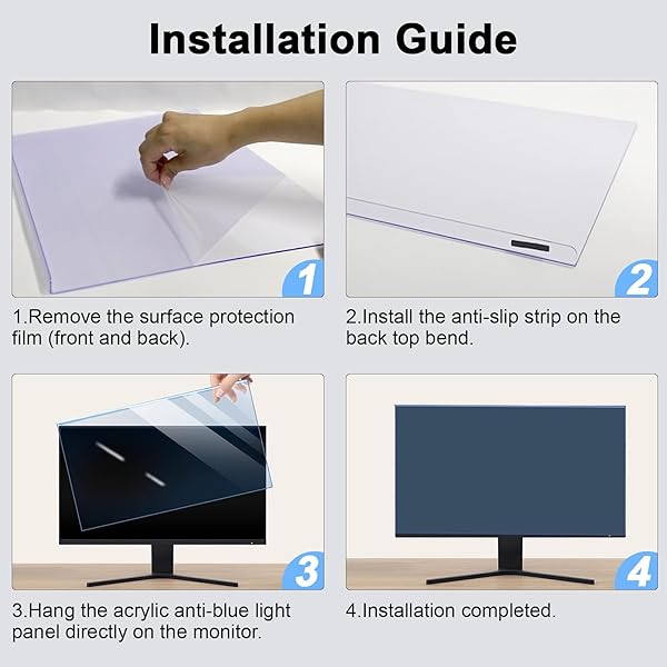 BSPROTE 27-28 INCH BLUE LIGHT FILTER FOR COMPUTER MONITOR, COMPUTER SCREEN BLUE LIGHT BLOCKER PANEL (24.8”X14.6”) FOR WIDESCREEN DESKTOP LCD TV PC MONITOR, HD NOT ANTI-GLARE