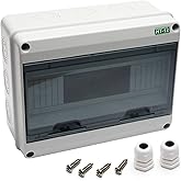 Fielect Circuit Breaker Box 12 Way ABS Plastic Distribution Protection Box IP65 Waterproof Distribution Box with Transparent Cover, 250 x 195 x 110mm / 9.84" x 7.67" x 4.33"