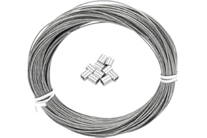DGOL Coated 100 ft Picture Wire 304 Stainless Steel Rope 1/16 inch (1.5 mm) Photo Hanging Cable,7x7 Standard Core,100 feet,with 10pcs Sleeves
