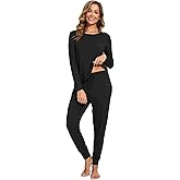 GYS Bamboo Viscose Sleep Sets for Women Long Sleeve Crew Neck Pajama Sets with Pockets