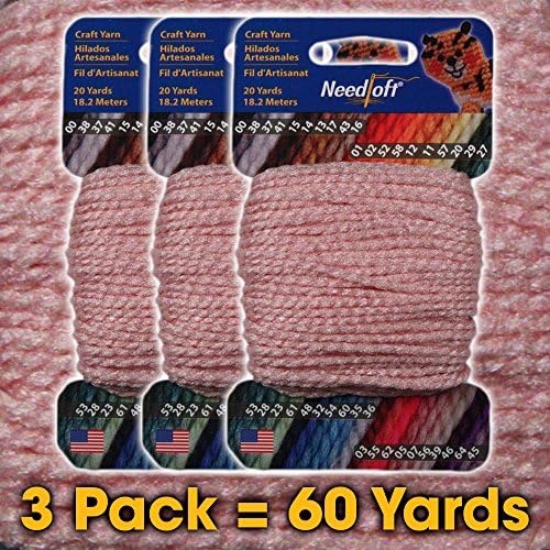 #07 Pink - Needloft Craft Yarn 3 Pack 60 Yards (3x20yds)