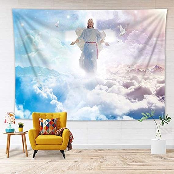 UUAPEERJ Tapestry Heaven Wall Hanging Tapestry Christian Wall Tapestry