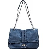 LEESION Denim Purse for Women Jean Purses Denim Bag Shoulder Handbag Crossbody Bag Retro Trendy Tote Purse for Daily & Travel