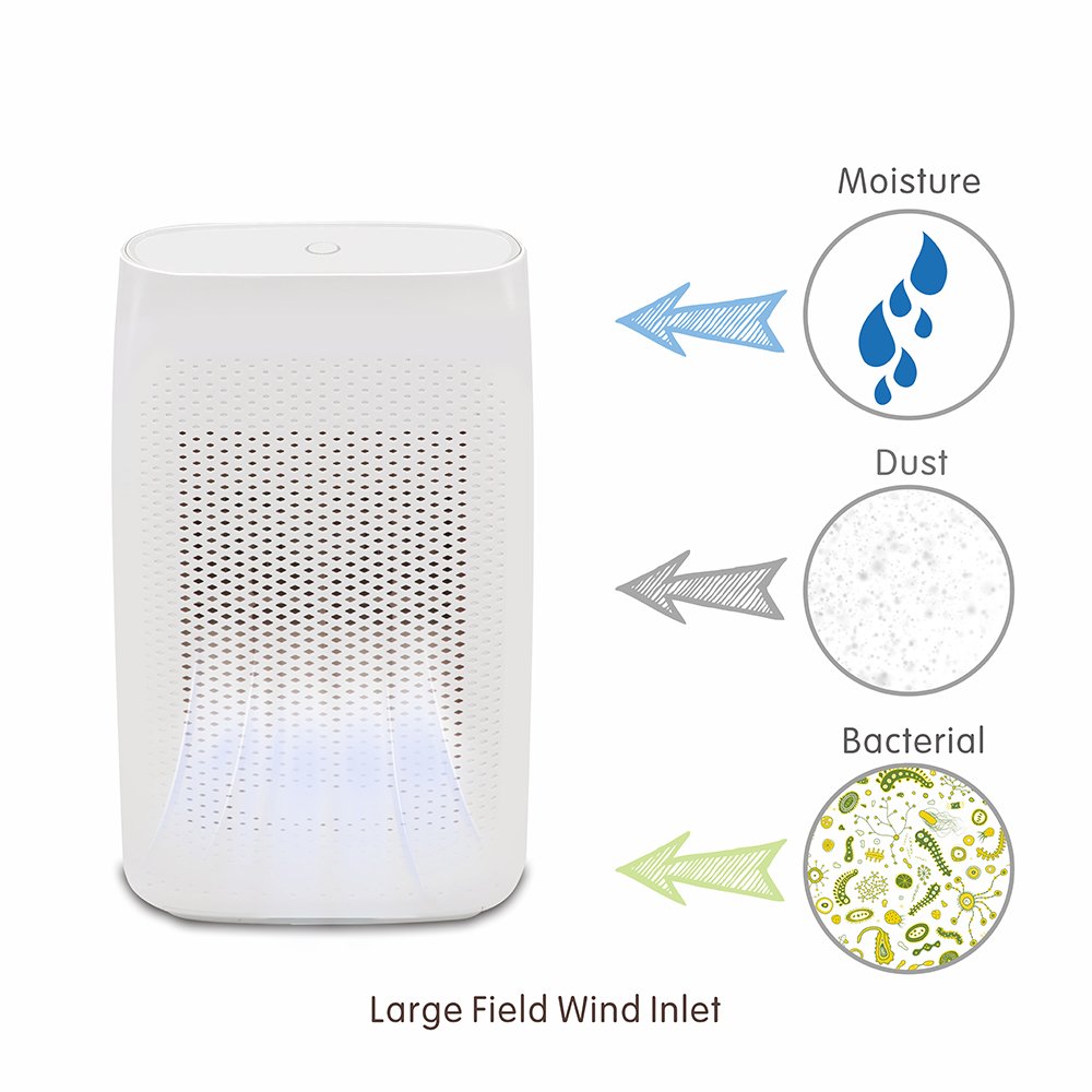 Dehumidifier, hysure 700ml Water Tank Mini Dehumidifier Portable Air purifier, Dehumidifier for Home, Crawl Space, Bathroom, RV, Baby Room, Compact Dehumidifier, White