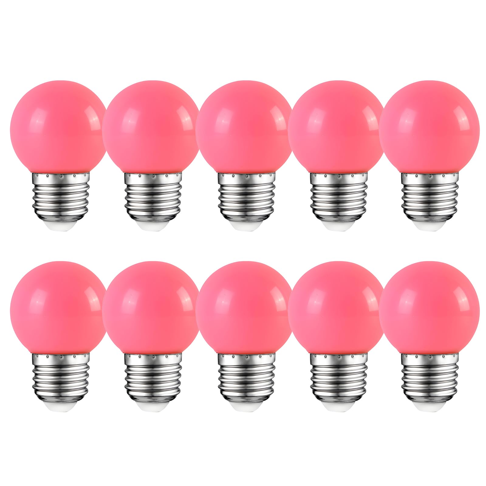 Colored Bulbs LED 2W E27 G45 Lighting Bulb for Party Lighting,Outdoor Patio Party Christmas,LED Coloured GolfBall Bulb - Pink