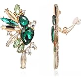 Met-edianger Vintage Rhinestone Statement Clip on Earrings Retro Crystal Drop Dangle Earrings Cluster Non Pierced Earrings for Women