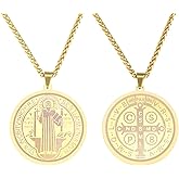 OEMOO St Saint Benedict Medal Necklace, St Benedict's Medal Stainless Steel Necklace