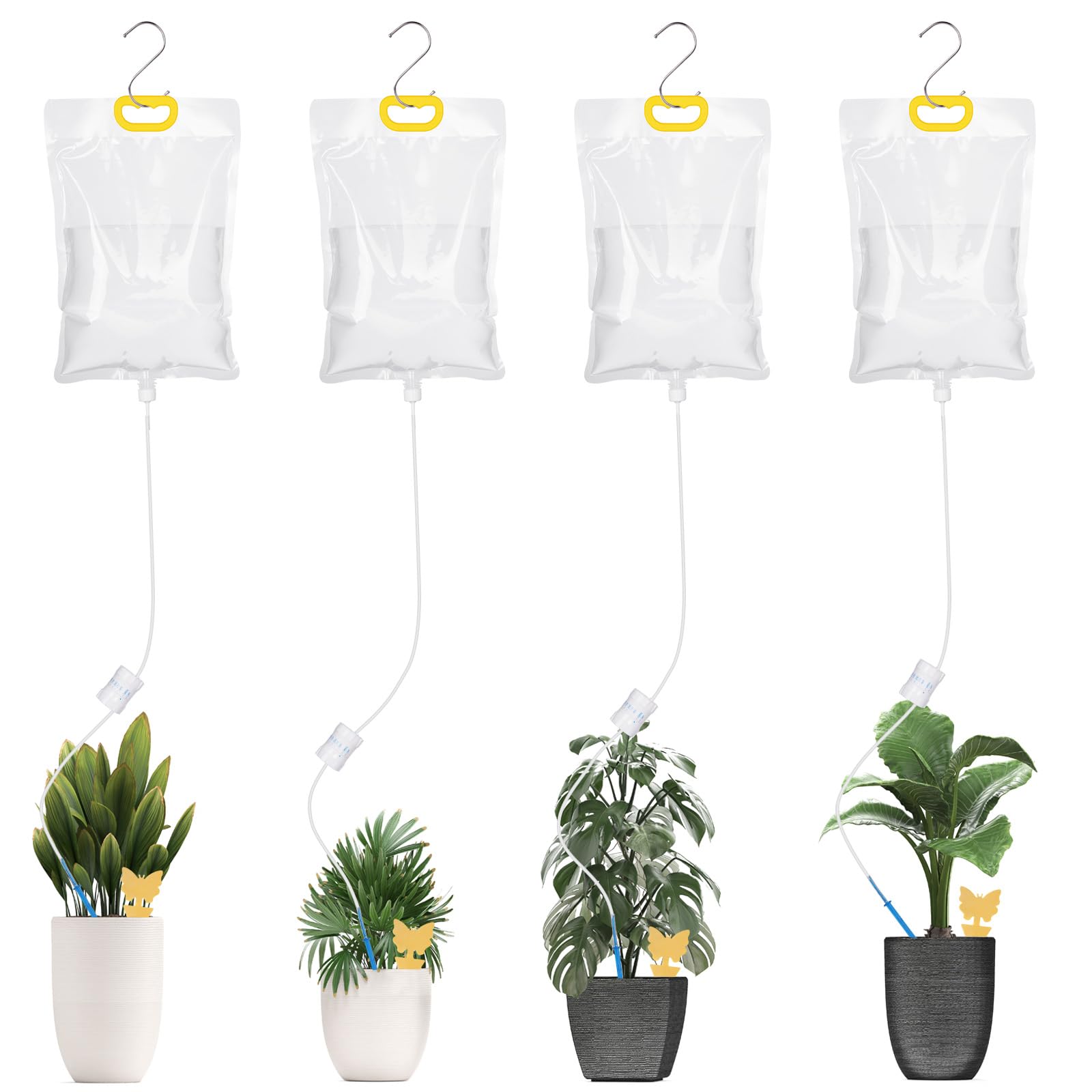 Flintronic 4PCS Plant Watering Devices, Automatic Drip Irrigation Kit, Suitable for Indoor Outdoor Potted Plants, 3.5 L, with Sticky Insect Board*4 + Hook*4
