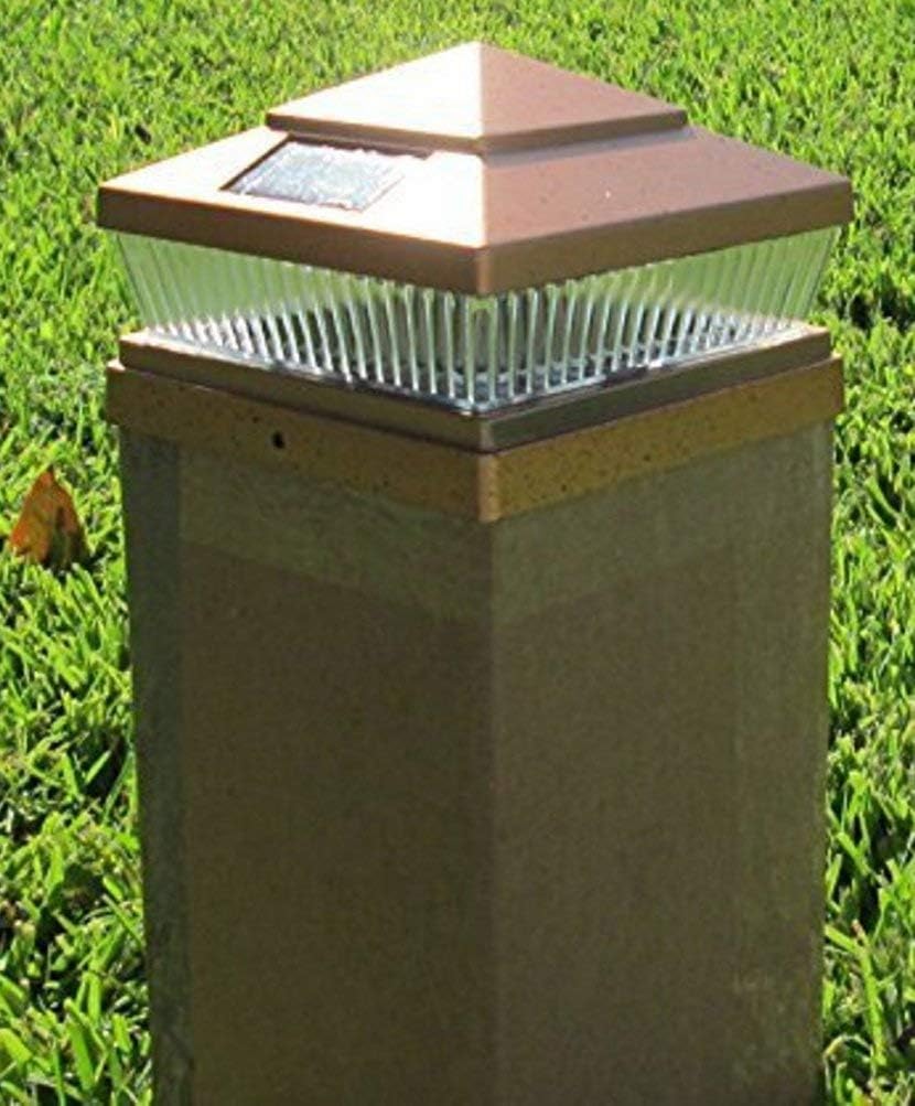 barrette solar post caps on Exquisite Selebrity 6 Pack Solar Square Outdoor 4x4 5x5 6x6 Copper Finish 5 Led Fence Post Cap Light 6x6 Inches Amazon Com