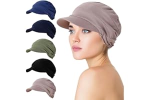Besforta Soft Cancer Headwear with Brim Visor Chemo Newsboy Caps Turbans Hat Slouchy Beanie Cap for Patients Hair Loss