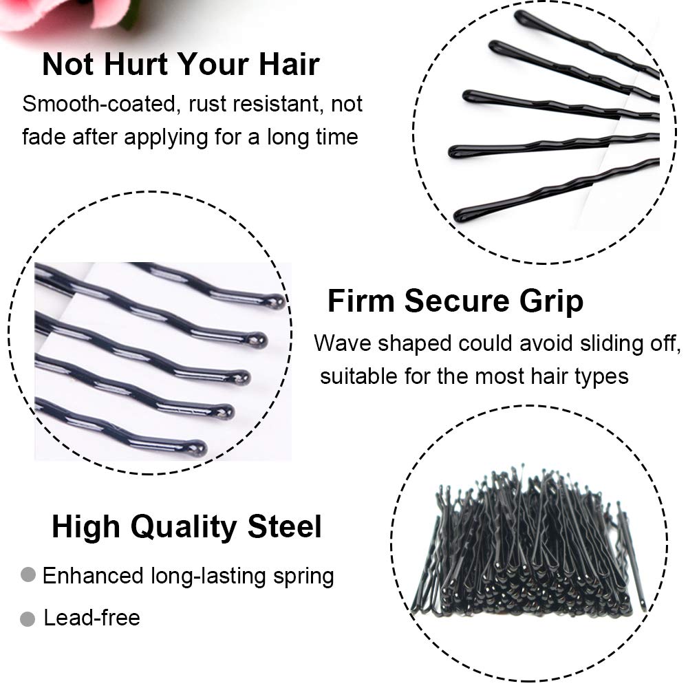 200 CT Hair Bobby Pins Black with Cute Case, Bobby Pins for Buns, Premium Hair Pins for Kids, Girls and Women, Great for All Hair Types, 2.16 Inches : Beauty