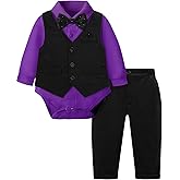 A&J DESIGN Baby Formal Outfit Boy Infant Clothes Toddler Gentleman Wedding Suit, Dress Shirt + Vest + Bow Tie + Pants Set