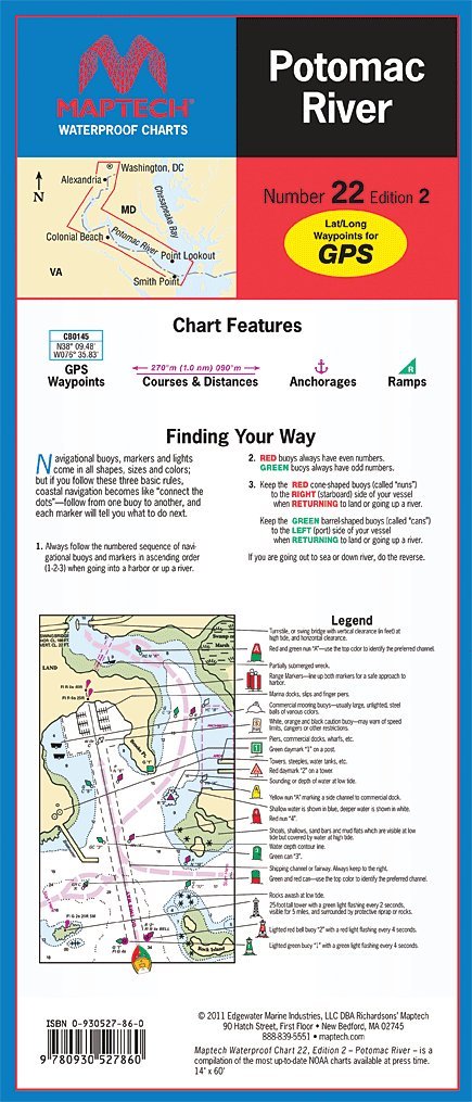 Amazon Maptech Waterproof Chart Potomac River 2nd Edition Electronics