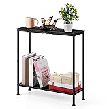 OYEAL Black Side Table Narrow End Table with Cup
