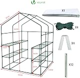 VOUNOT Walk In Greenhouse with Shelves 143x143x195cm White view 6