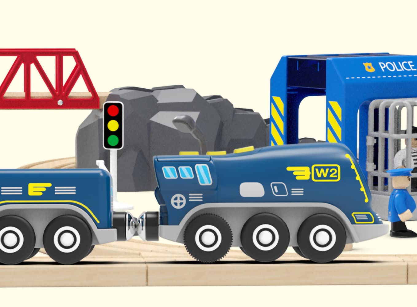 Z MAYABBO Battery Operated Locomotive Trains for Wooden Tracks, Powerful Engine Toy Train Vehicle for Railway Track, Science Fiction Train Car Series Fit All Brands Railroad (Battery Not Included)