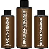 BRAZILIAN STRAIGHT Keratin Hair Straighener Cream Hair Smoothing Repairing Treatment Natural Results & Shine Lasting for months all Types & Colors (3PC FF SET)