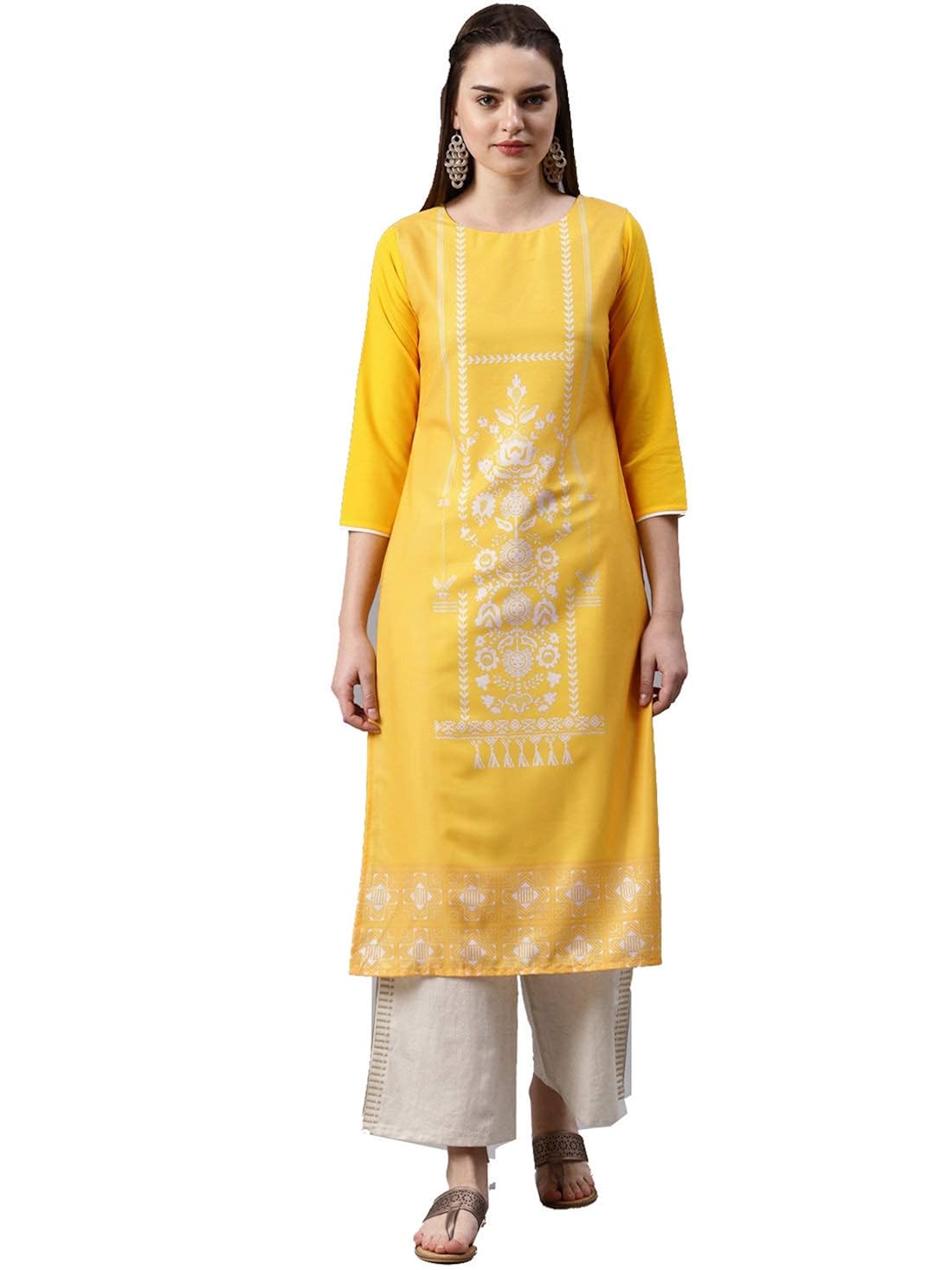 vaamsi crepe digital printed kurti(vpk1569_yellow_free size)