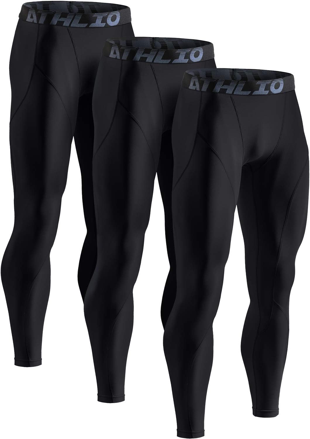 ATHLIO 1 or 3 Pack Men's Thermal Compression Pants, Athletic Running Tights & Sports Leggings, Wintergear Base Layer…