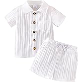 Toddler Baby Boys Clothes Ribbed Button-Down Shirt Tops +Shorts Pocket Outfit 2 PCS set 12 Months-5T Without Tee