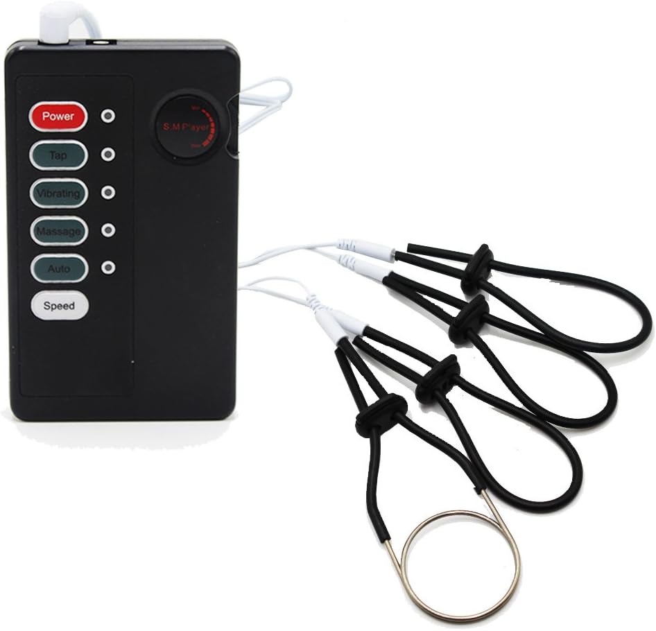 TCFAFAESTIM Massager Machine E-Stim Black Devices Te-ns Stim Electric shock Accessories Massager Product stimulator Electro Unit 1 Power Box+1 DC2.5 Pin 2.0 Wires+4 Rings.