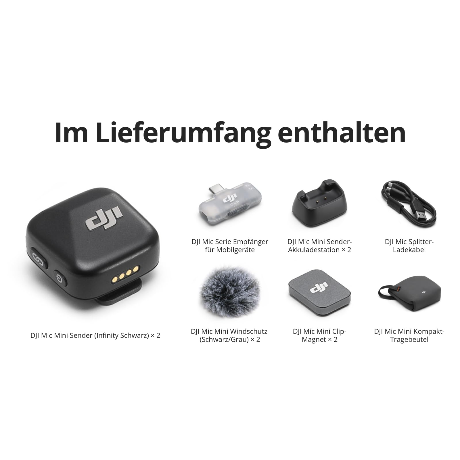 DJI Mic Mini (2 Sender + 1 Handy-Empfänger), Ansteckmikrofon, drahtloses Lavalier-Mikrofon für iPhone 17/16/15 und Android/PC/Tablet, Plug-and-Play, 300 m Reichweite, aktive Geräuschunterdrückung 8