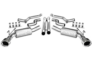 BORLA 140356 Cat-Back Perf. Exhaust System for 2010-2013 Chevrolet Camaro SS V8 T-304 Stainless Steel ATAK Sound Dual Split Rear Exit Single 4.5" Round Polished T-304 Stainless Steel Tips Each Side