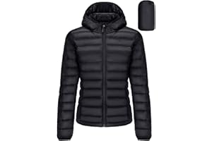 CAMEL CROWN Women's Packable Hooded Down Jacket Ultra Light Insulated Puffer Coat Water Resistant