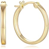 14K Gold Hoop Earrings for Women Gold Earrings for Women Lightweight Classic Square Tube Earrings Women