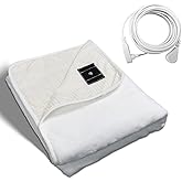 LAXVAPIU Grounding Blanket Earth Connected Throw Silver Fiber Grounded Lap Blanket for Bed Sofa Chair with 15ft Cord (50"x60",White)