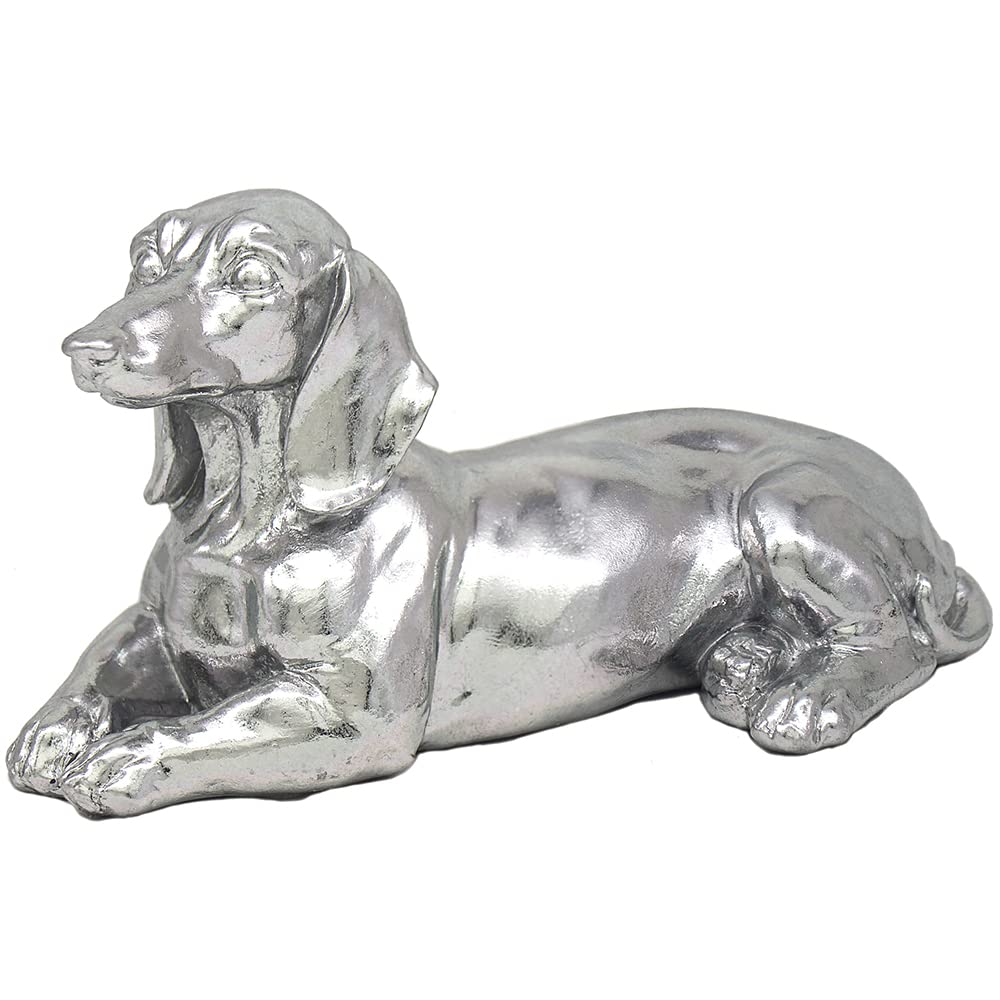 Lesser & Pavey Silver Art Dachshund Lying Designed Ornament | Home Decor Animal Ornaments For All Homes or Offices | Decorative Home Accessories For All Types of Homes
