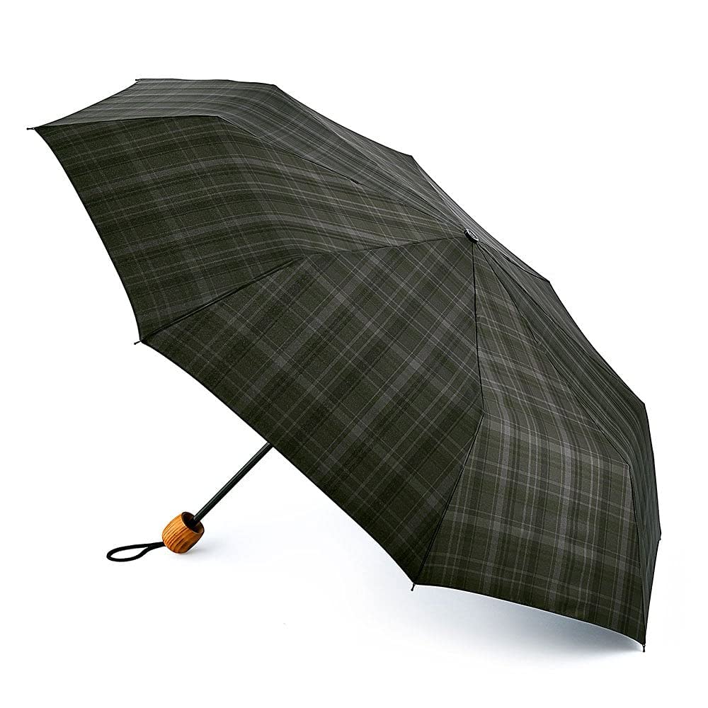 Fulton Hackney 2 Umbrella Charcoal Check Print, One size