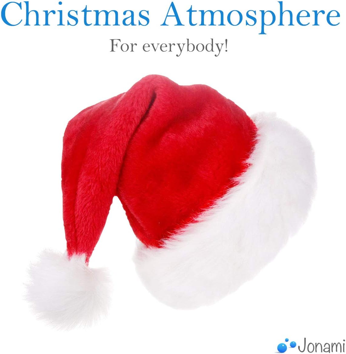 Jonami Santa Hat, Christmas Hat in Plush, Traditional Red and White Costume Accessory for Christmas Party Celebration. Xmas Accessories - Image 3