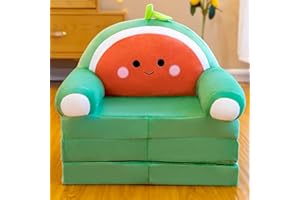 GENERIC Foldable Kids Sofa Cover, Backrest Armchair 2 in 1 Flip Open Sofa Bed Children Couch for Living Room Bedroom, Cute Cartoon Lazy Plush Sofa for Infant Toddler Baby Boys Girls, without Liner Filler (A)