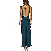 Women's 2026 Summer Satin Backless Elegant Dress for Wedding Guest Silk Sleeveless Cowl Neck Party Formal Maxi Dresses