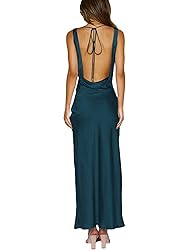 Satin Cowl Neck Sleeveless Backless Maxi Wedding