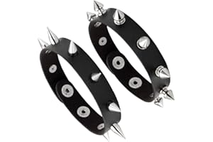 Mafnee Leather Cuff Bracelet Punk Bracelet Rock Braided Rivets Wristband for Men Women Adjustable