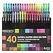 Glitter Gel Pens by Doodle Art Pro-40 Professional Glitter Neon Coloring Pens Set-25% More Ink-Unique Glitter Markers-Perfect for Adult Coloring Books