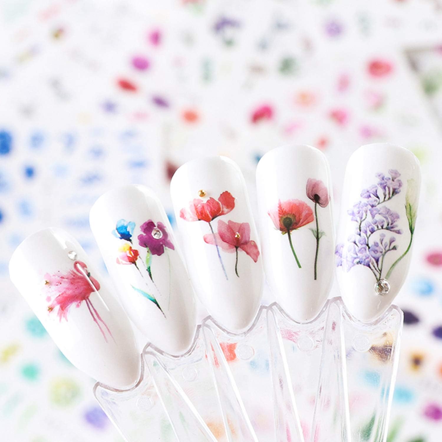 Nail Art Stickers, FunPa 24 Sheets Nail Stickers Floral Pattern Water Transfer DIY Nail Decals Self-Adhesive Stickers for Women Girls Nail Art Accessories Decals Manicure DIY or Nail Salon: Arts, Crafts & Sewing