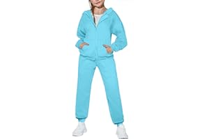 Arshiner Girls 2 Piece Outfits Jogger Sets Zip Up Hoodie Sweatshirts and Sweatpants with Pockets Tracksuits Sweatsuits