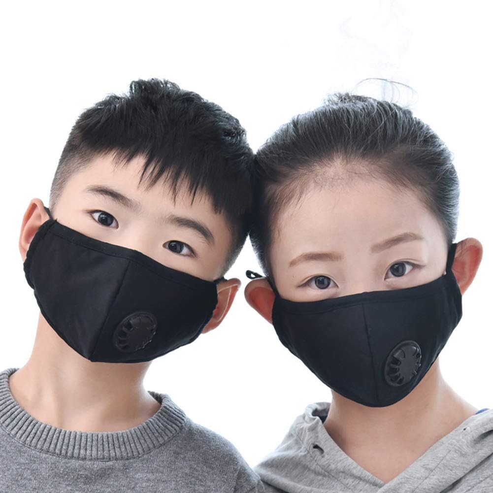 keebgyy 5pcs Childrens Masks, Cotton Breathable Respirator With Breathing Valve, Anti Dust Air Pollution For Kids