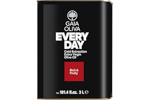 Gaia Oliva Everyday Extra Virgin Olive Oil, Cold Pressed, Single Origin, Kosher, Delicate, Smooth Fruity Flavor, 2022 Harvest Olive Oil Tin 3 Liter